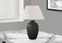 24" Black Ceramic Round Table Lamp With Ivory Empire Shade