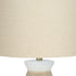 27" Brown and White Ceramic Round Table Lamp With Beige Drum Shade