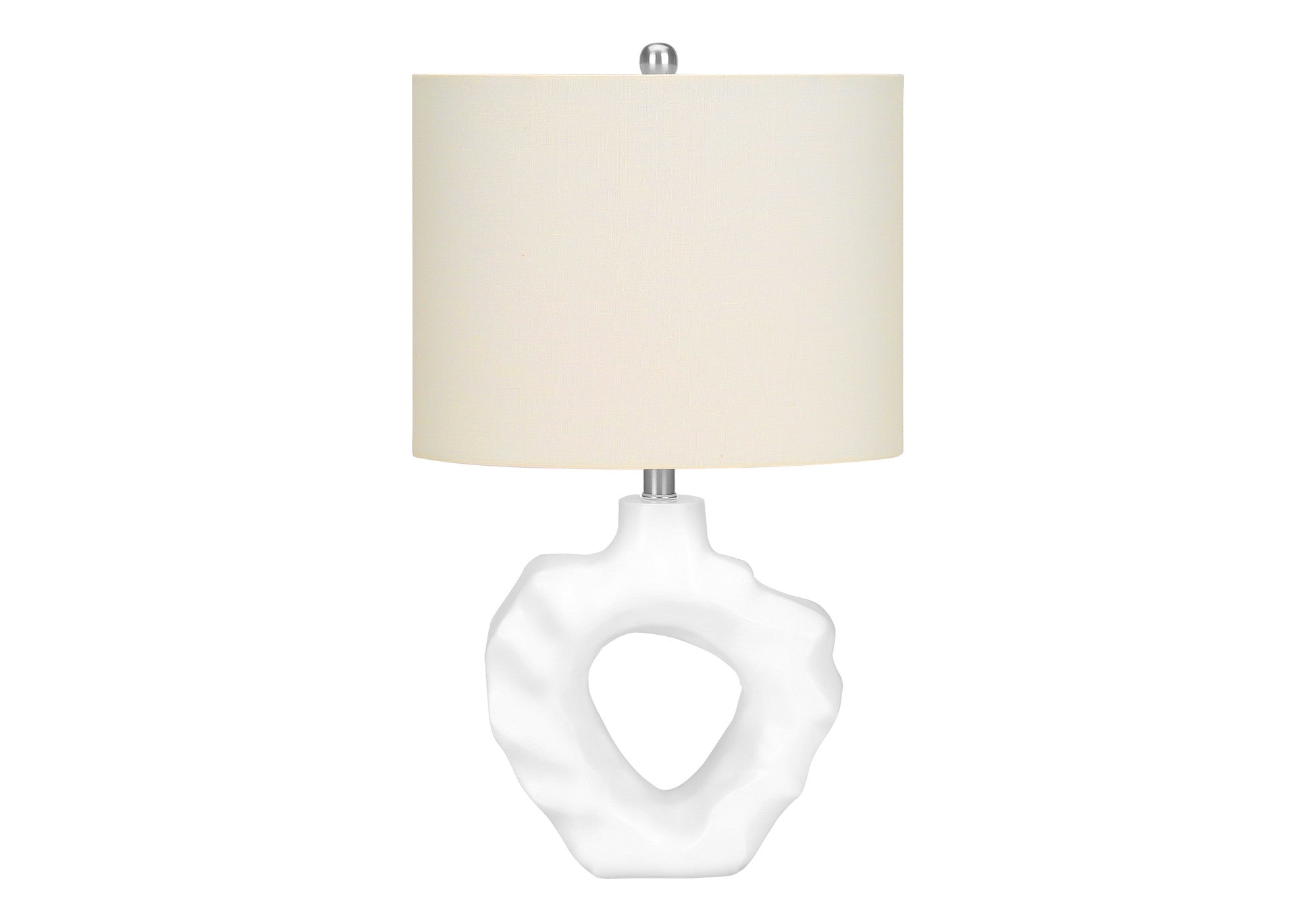 25" Cream Novelty Table Lamp With Cream Drum Shade