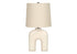 25" Cream Geometric Table Lamp With Beige Empire Shade