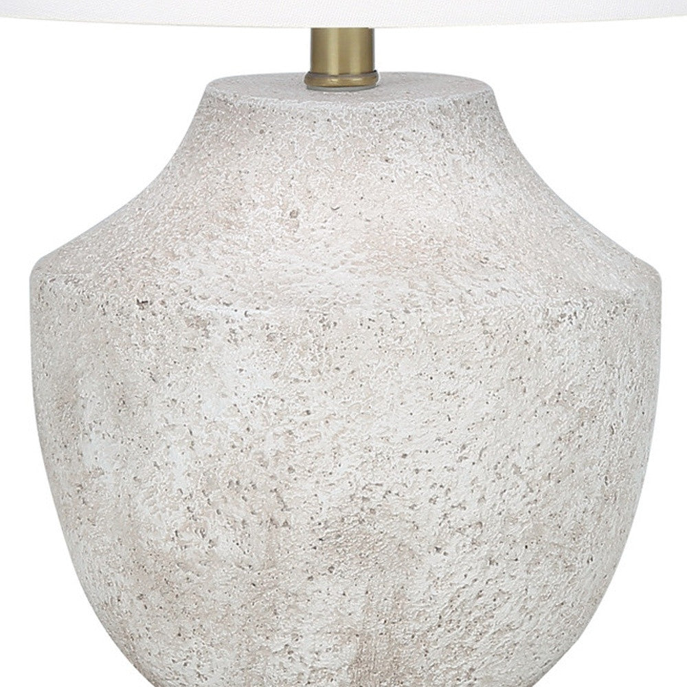 20" Cream Concrete Urn Table Lamp With Cream Empire Shade