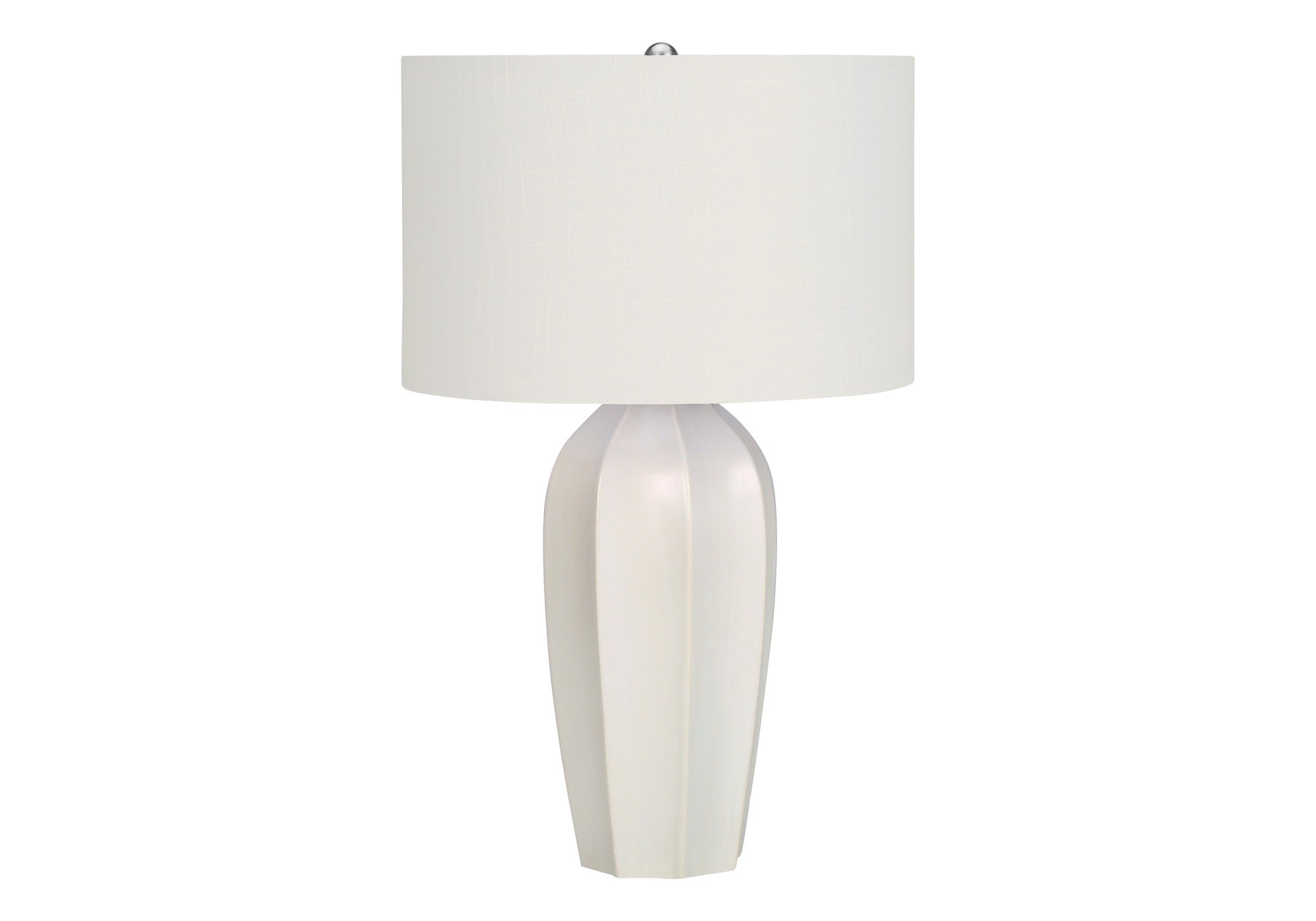 27" Cream Ceramic Geometric Table Lamp With Cream Drum Shade