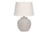 22" Cream Concrete Urn Table Lamp With Cream Abstract Empire Shade