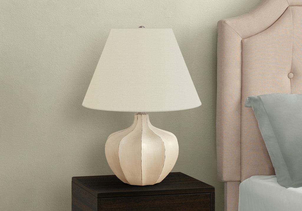 21" Cream Round Table Lamp With Cream Empire Shade