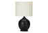 17" Black Ceramic Round Table Lamp With Ivory Drum Shade