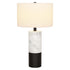 24" Black and White Marble and Metal Cylinder Table Lamp With White Drum Shade