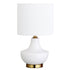 14" Gold and White Ceramic Urn Table Lamp With White Drum Shade