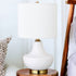 14" Gold and White Ceramic Urn Table Lamp With White Drum Shade