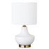 14" Gold and White Ceramic Urn Table Lamp With White Drum Shade