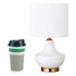 14" Gold and White Ceramic Urn Table Lamp With White Drum Shade