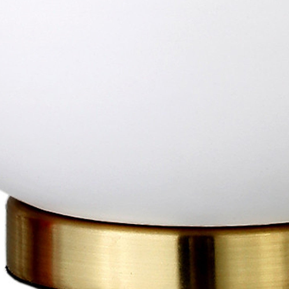 14" Gold and White Ceramic Urn Table Lamp With White Drum Shade