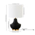 14" Black and Gold Ceramic Urn Table Lamp With White Drum Shade