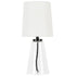 16" Clear Glass Geometric Table Lamp With White Drum Shade