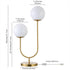 28" Gold Metal Two Light Novelty Globe Table Lamp With White Globe Shade