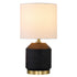 15" Black and Gold Ceramic Cylinder Table Lamp With White Drum Shade