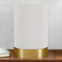 9" Brass Metal Cylinder Bedside Table Lamp With White Drum Shade