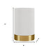 9" Brass Metal Cylinder Bedside Table Lamp With White Drum Shade