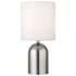 13" Silver Metal Cylinder Table Lamp With White Drum Shade