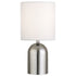 13" Silver Metal Cylinder Table Lamp With White Drum Shade