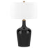 25" Black Glass Urn Table Lamp With White Drum Shade