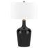 25" Black Glass Urn Table Lamp With White Drum Shade