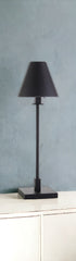 28" Black Metal Candlestick Table Lamp With Black Cone Shade