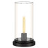 13" Black Metal Table Lamp With Clear Drum Shade