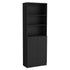 Set of Two 71" Black Five Tier Bookcase With Two Doors