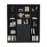 71" Black Five Tier Bookcase with Two doors