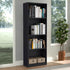 71" Black Five Tier Bookcase with Four doors