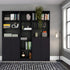 71" Black Five Tier Bookcase with Four Doors