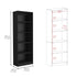 71" Black Five Tier Bookcase with Two Doors