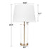 23" Clear Metal Cylinder USB Table Lamp With White Empire Shade