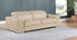 89" Beige Leather Sofa With Silver Legs