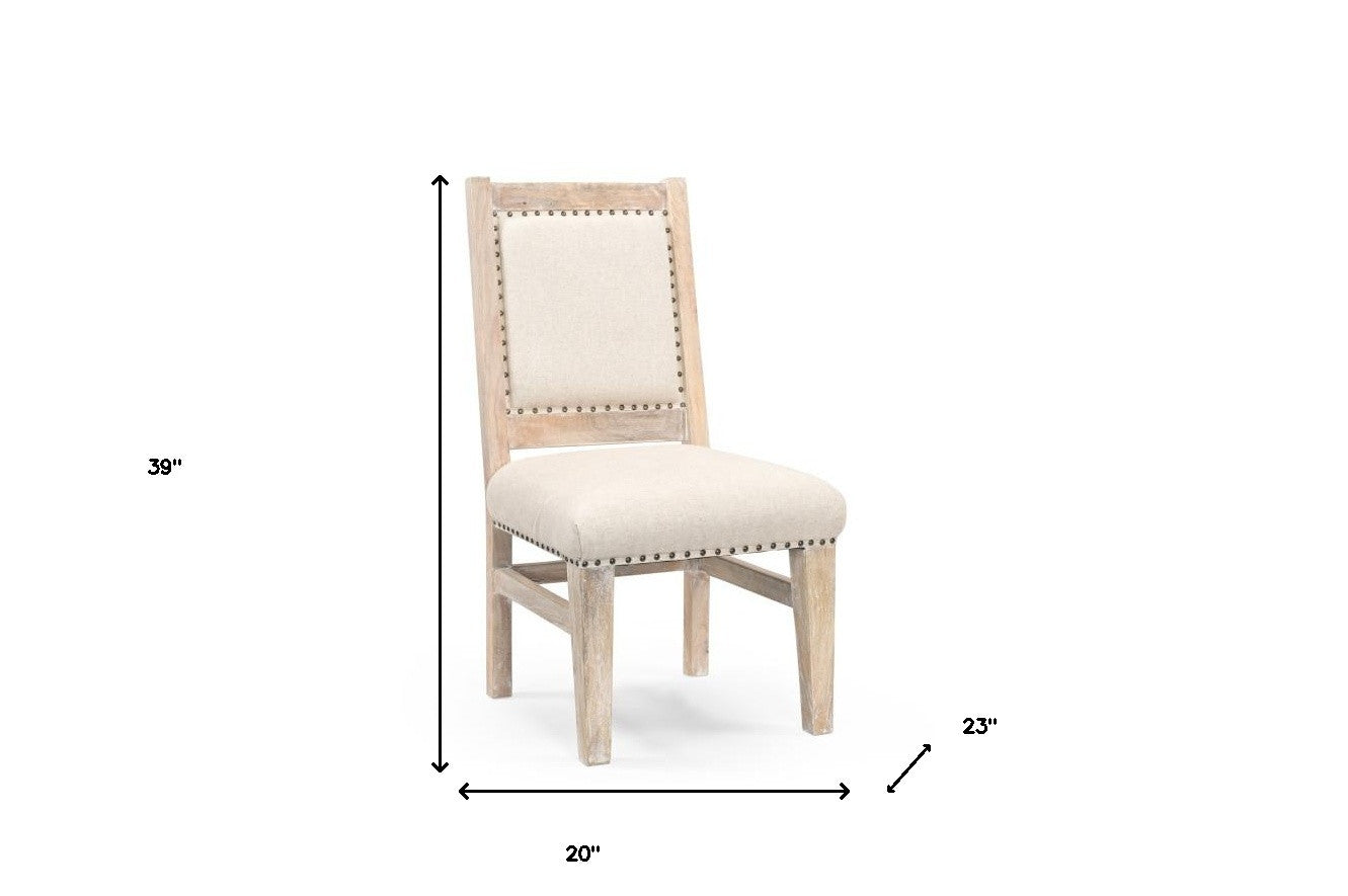 20" Beige Fabric Side Chair