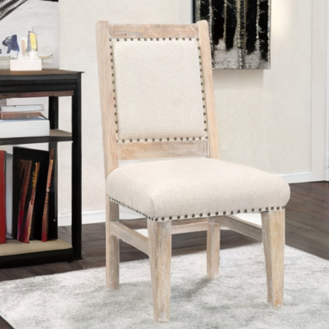 20" Beige Fabric Side Chair