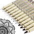 Micro Fineliner Drawing Art Pens: 12 Black Fine Line Waterproof Ink Set